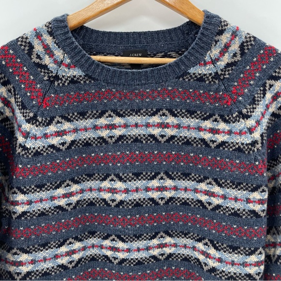 J. Crew Fair Isle Nordic Knit Grandpa 100% Lambswool Crewneck Sweater Size Med - Picture 3 of 10